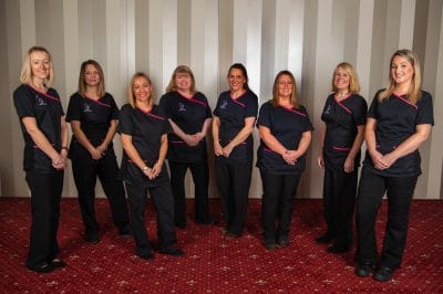 Black Swan Dental Spa nurses team posing after successful Invisalign Open Days Marketing campaign