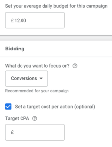 Google Ads 5 easy steps to setting it up for your clinic setting budget print screen