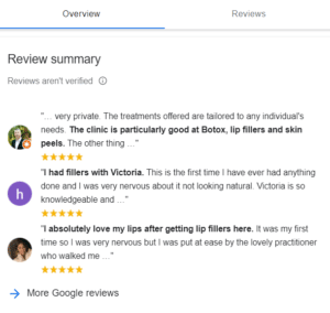 reviews on google for clinics